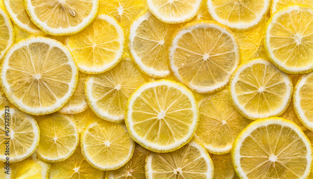 Close-up relief background of fresh lemon slices