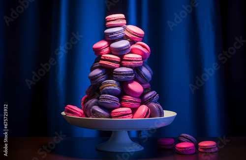 Elegant Macaron Tower on Display
