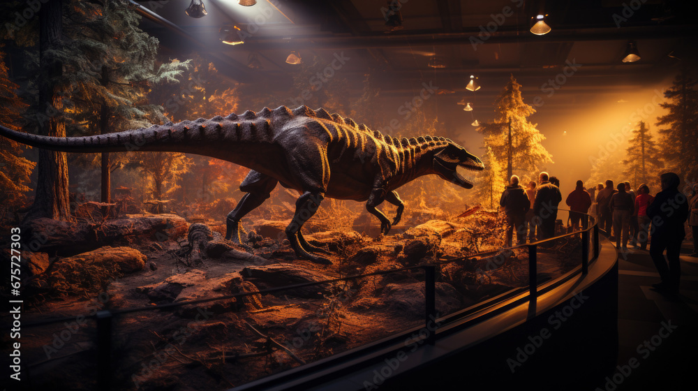Fototapeta premium Dinosaurs museum, largest dinosaur statue collection.