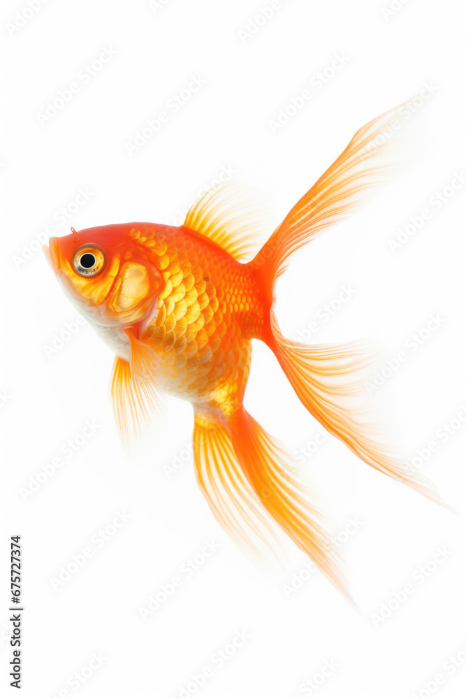 Goldfish on white background