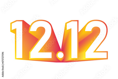 12.12 text transparent image with 3D effect for twelfth December website sale offer