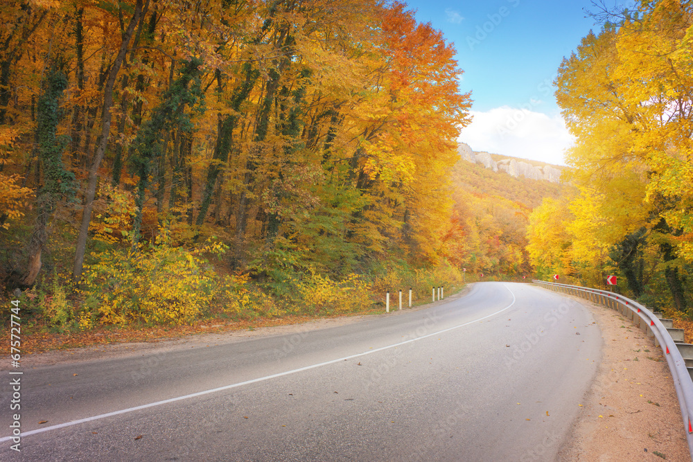Autumn road in mountain.