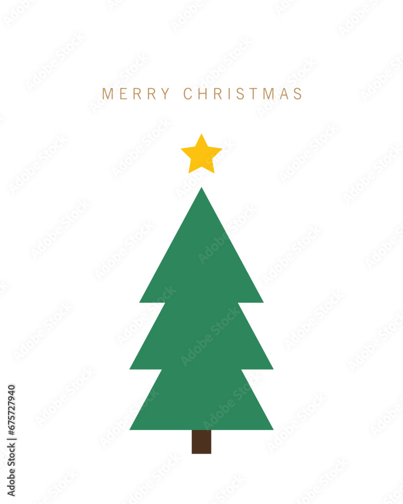 Obraz premium christmas greeting card design with simple geometric christmas tree golden star white background