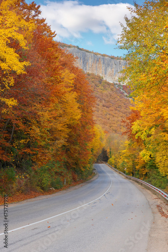 Autumn road in mountain.