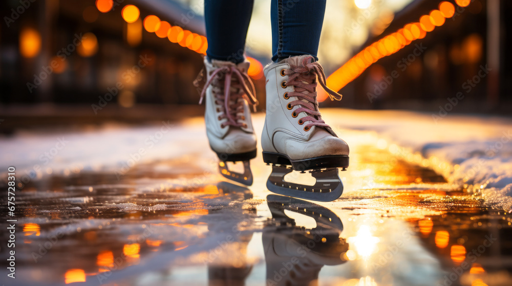 Speed skating shoes are winter sports. - obrazy, fototapety, plakaty 