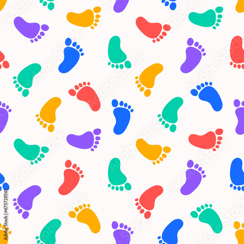 Seamless pattern with colorful feet photo