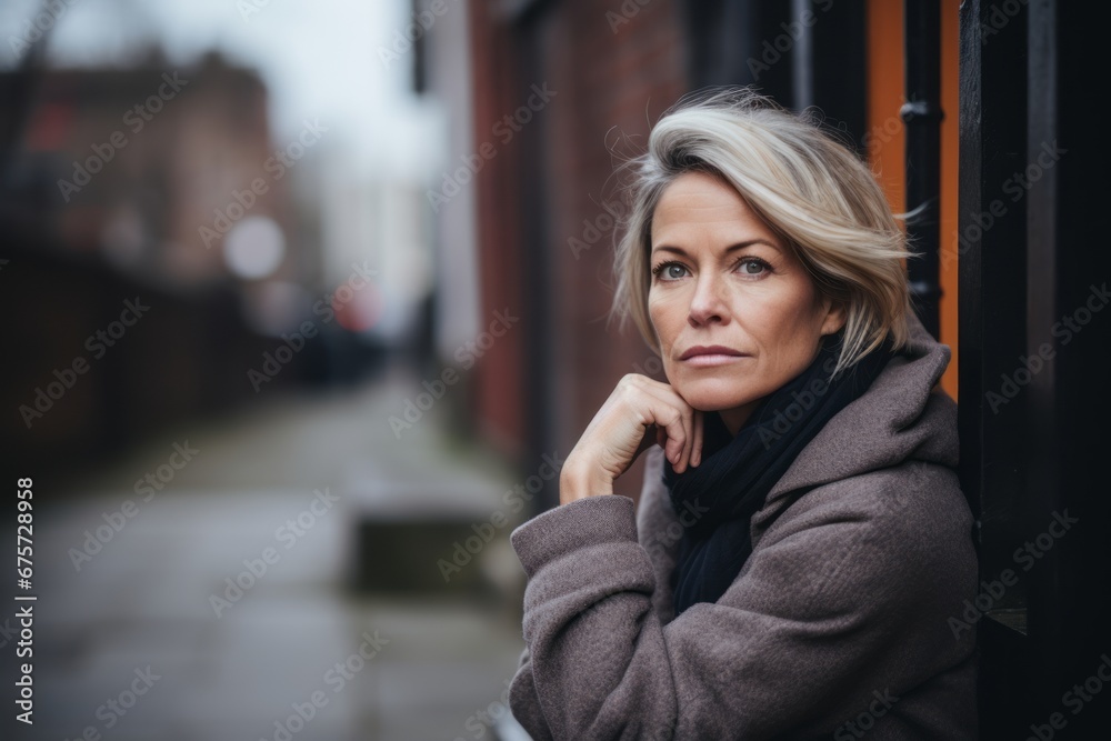 Portrait of a beautiful middle-aged woman in the city. Portrait of a beautiful middle-aged woman in the city.