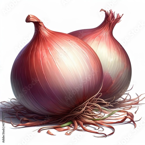 red onion isolated on white background illustration draw  photo
