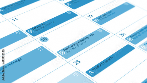 colorful calendar app interface showcasing appointments and scheduled events (3d render)