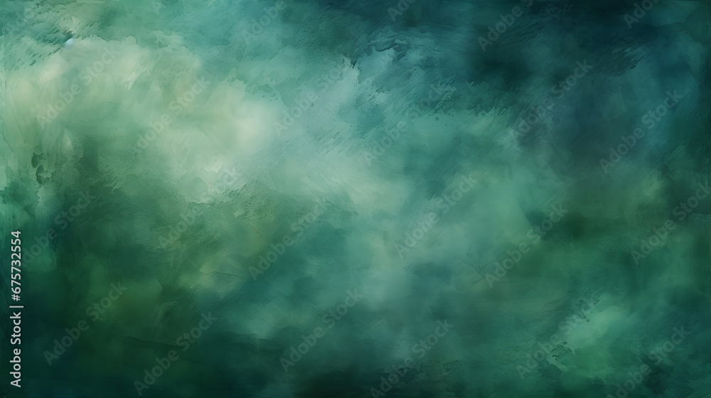 Abstract watercolor paint background dark green color grunge texture for background