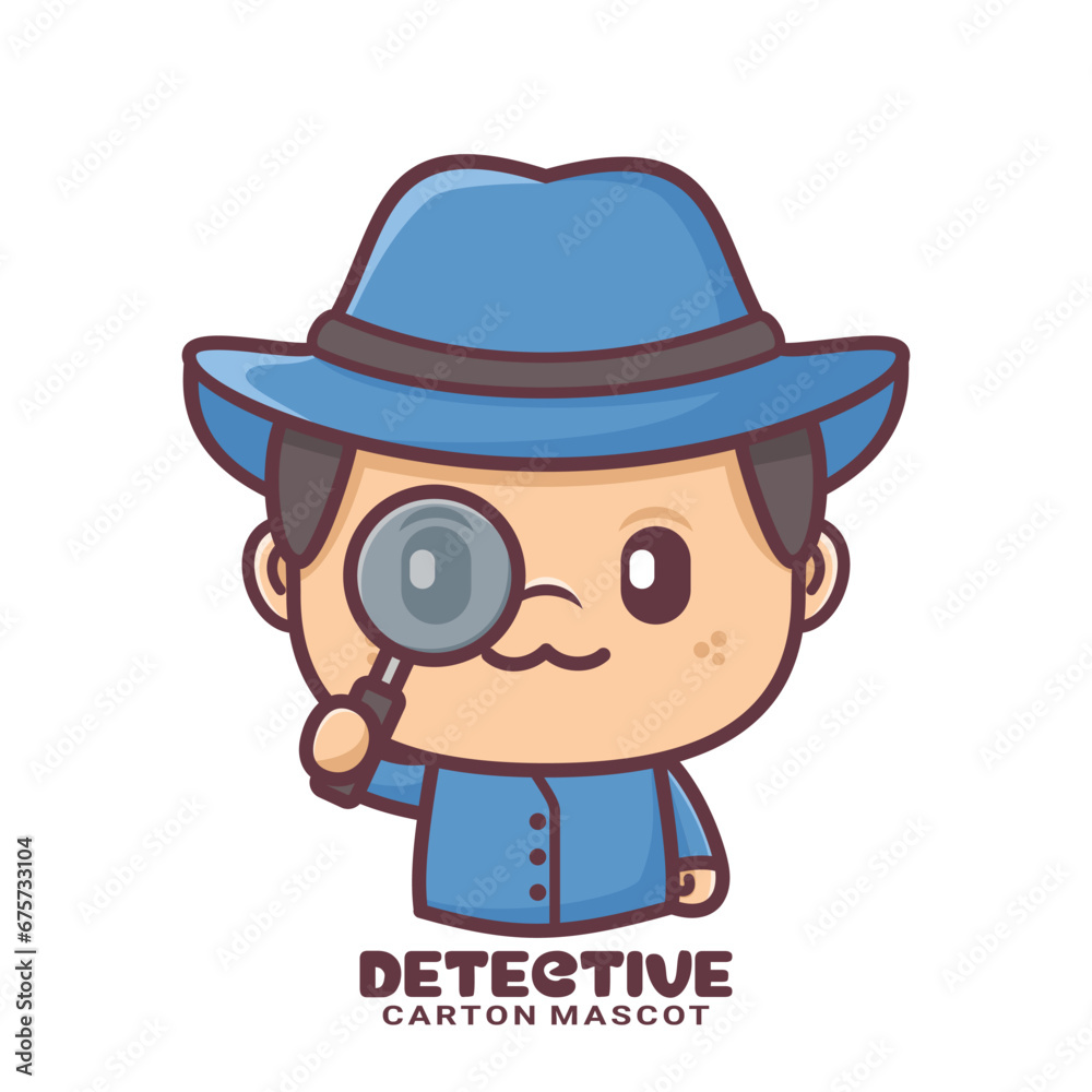 detective cartoon mascot. vector illustrations