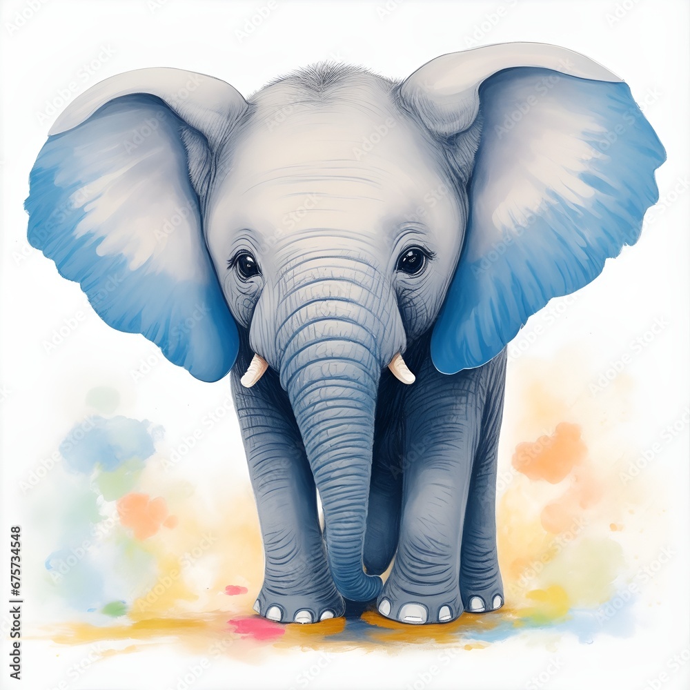 baby elephant watercolor