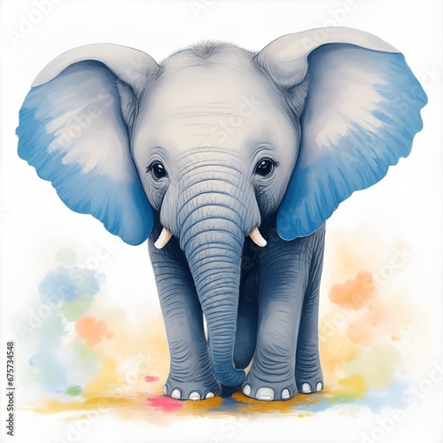 baby elephant watercolor