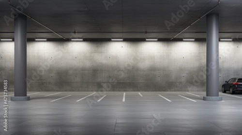 Vacant Parking Space or Storage with Copy Space for Text  A Clean  Empty Area Ready for Use or Personalization and electric cars charging stations