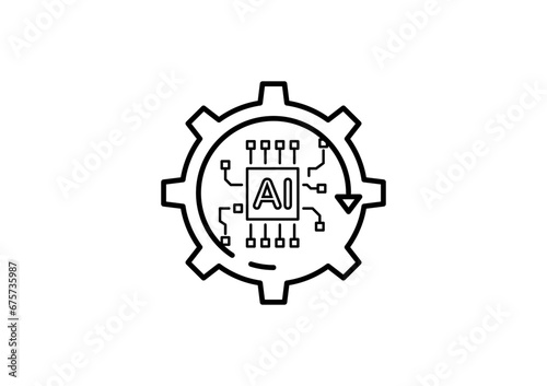 Digital technology gear icon concept isolated on white background. Vector illustration.Technology gear concept business logo template design.