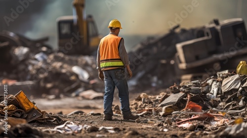 Foreman turned to inspect the large pile of trash.