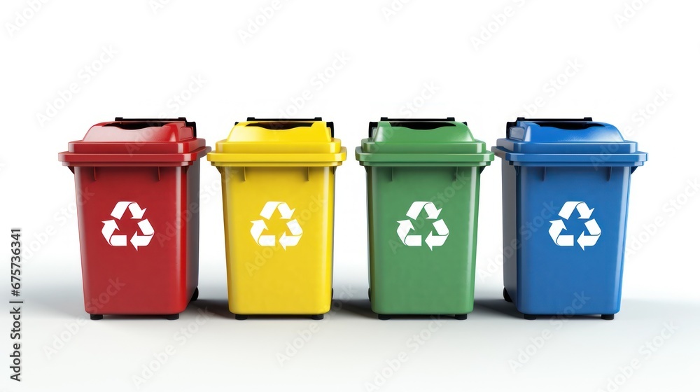recycling bins with recycling symbols on a white background. recycling bins with recycling symbols on a white background.