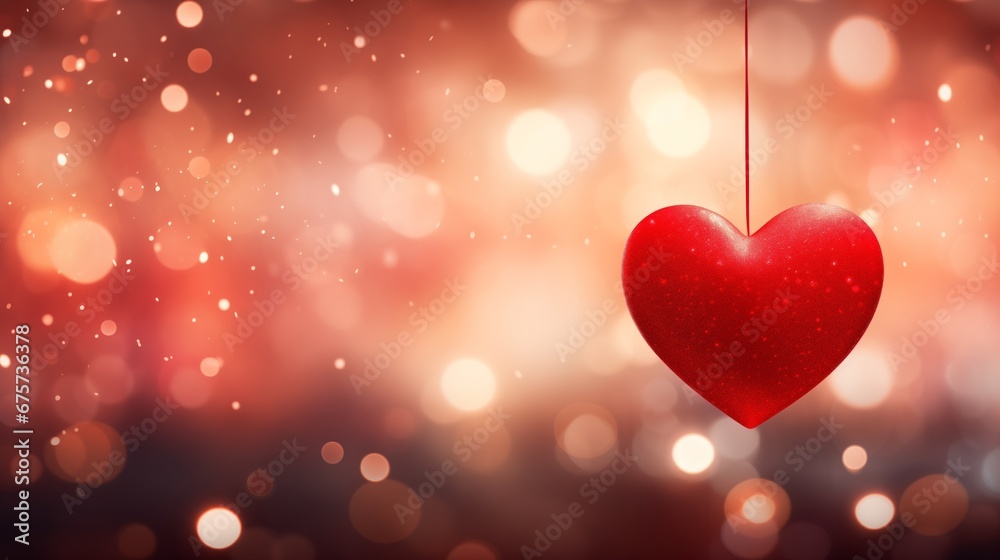 Valentine's day background with red heart shaped balloons on bokeh lights