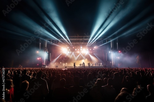A music festival where the audience dances happily to the music of the artists on stage.
