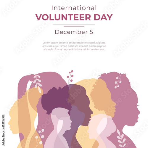 International Volunteer Day.Vector illustration with silhouettes of people.Volunteer day concept. © SVIATLANA