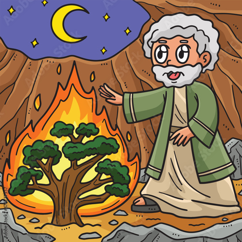 Christian Moses and the Burning Bush Colored 