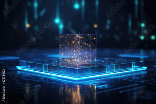 Hologram Network Computer - Generative AI illustration