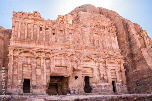 View at the Palace tomb in the Nabataean city of Petra - Jordan