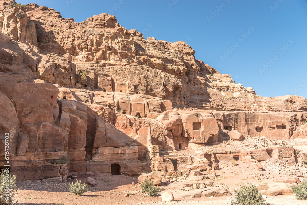 View at the Tombs in Petra archaeological site - Jordan View at the Tombs in Petra archaeological site - Jordan