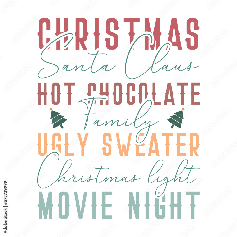 Christmas Santa Claus Hot Chocolate Family Ugly sweater Christmas light movie night