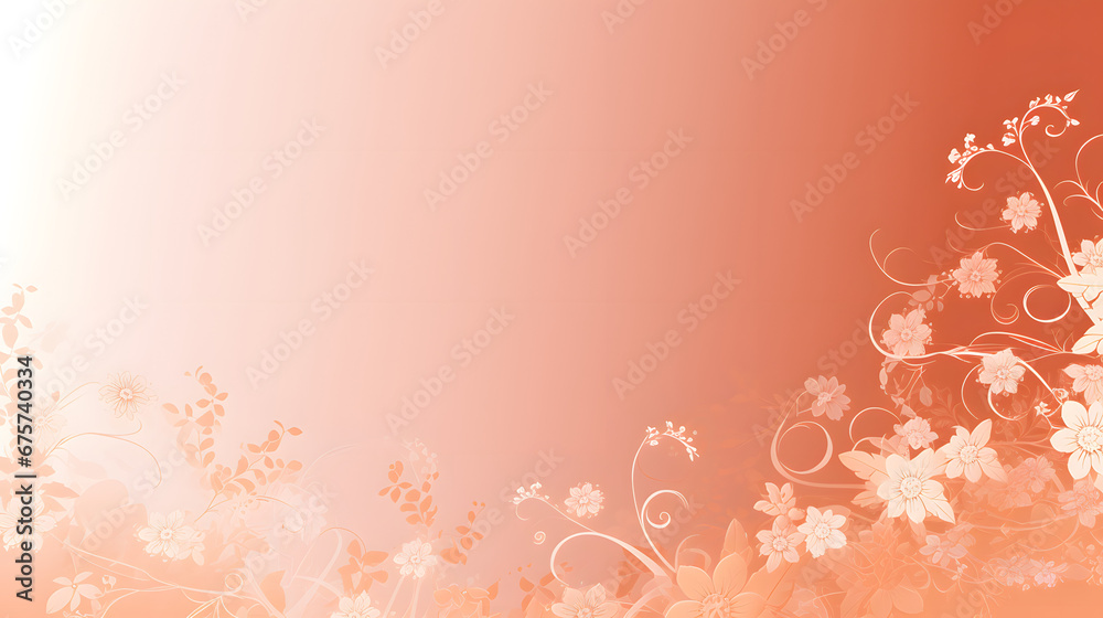 orange abstract background with flowers