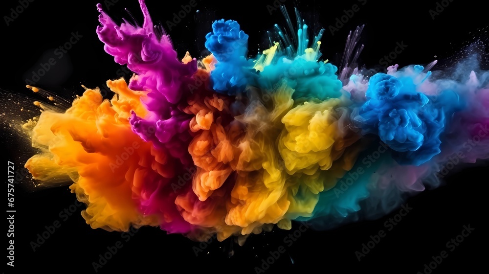 Explosion of Colored Powder on black background Explosion of Colored Powder on black background