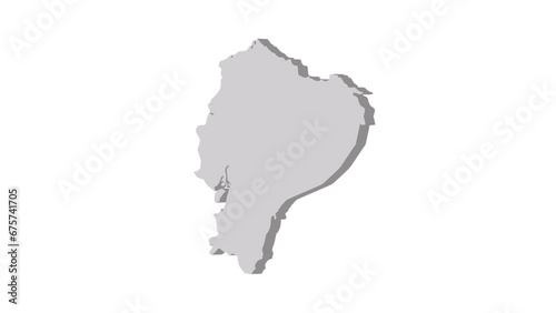 Ecuador map 3d grey on white background. Dynamic 4K animation motion graphics unleashed. photo