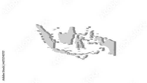 Indonesia map 3d grey on white background. Dynamic 4K animation motion graphics unleashed. photo