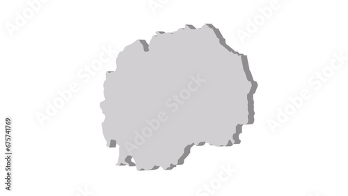 Macedonia map 3d grey on white background. Dynamic 4K animation motion graphics unleashed. photo