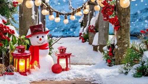 Christmas background with decorate and snow