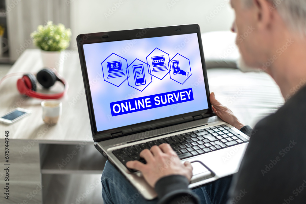 Online survey concept on a laptop screen Online survey concept on a laptop screen