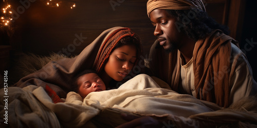Leinwand Poster The Black Nativity Holy Family