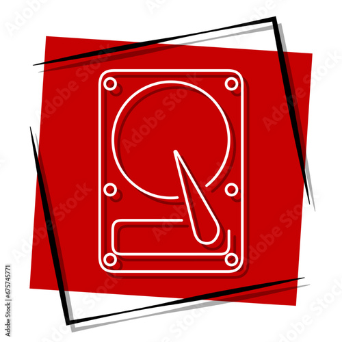 hdd red banner in frame. Vector illustration.