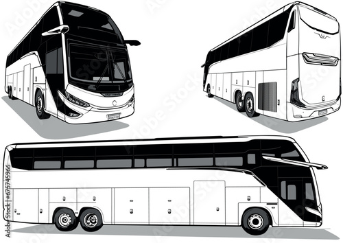 Set of Drawings of a Intercity Bus from Three Views