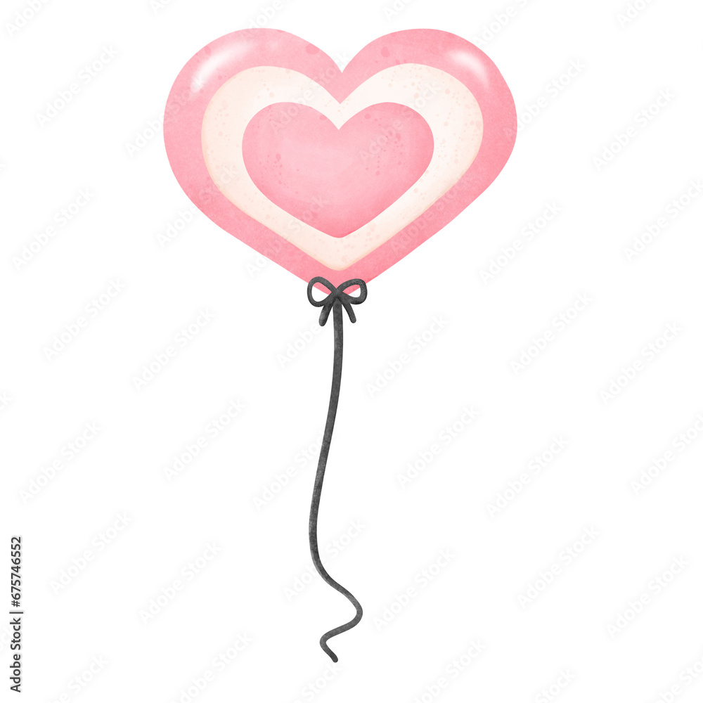 Heart shaped balloon watercolor 