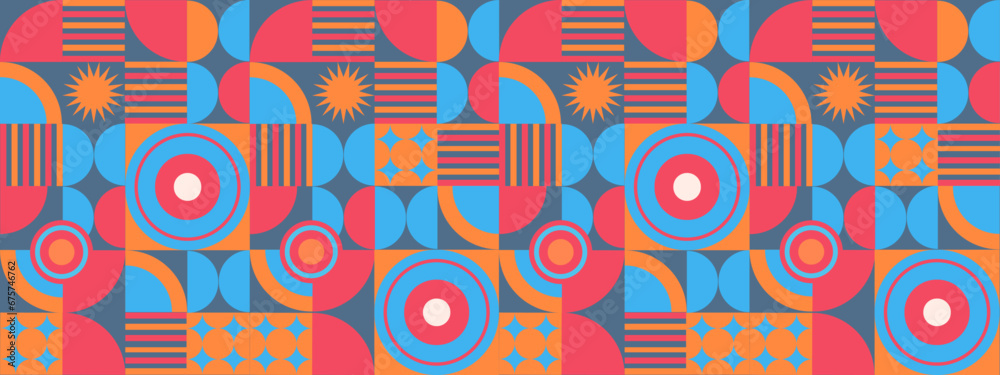 Red blue and orange vector modern banners with abstracts shapes geometric mosaic