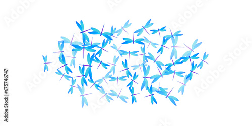 Exotic cyan blue dragonfly cartoon vector background. Summer cute damselflies. Wild dragonfly cartoon children illustration. Delicate wings insects patten. Garden beings