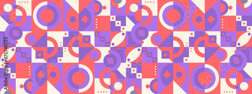White red and purple violet abstract geometric vector pattern mosaic shapes banner