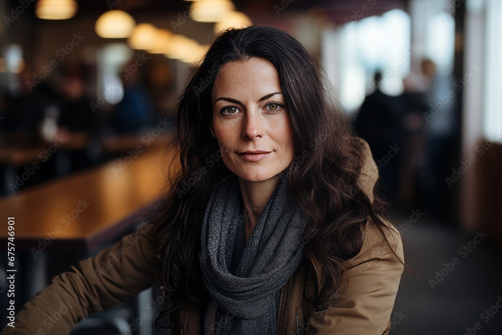 Portrait of a beautiful woman in a cafe. Outdoor portrait. Portrait of a beautiful woman in a cafe. Outdoor portrait.