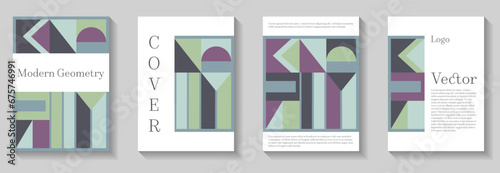 Minimal geometric pattern background covers set. Geometry grid pattern banner templates.