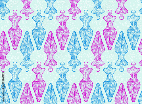 Pagan goddess trypillian culture endless pattern. Decorative trypillia culture tribal