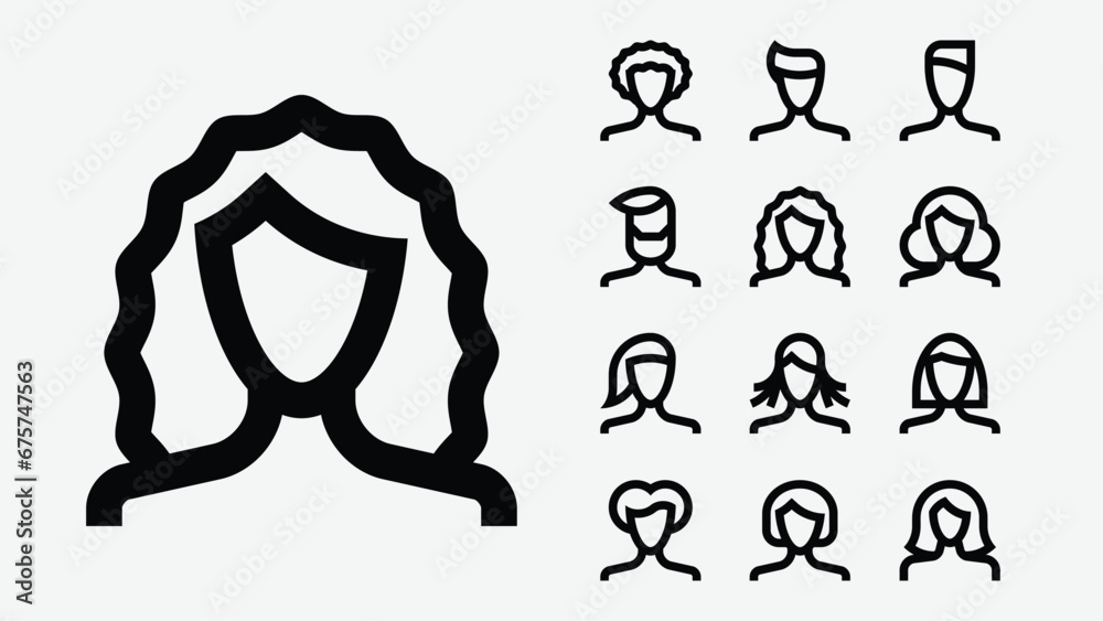Hairstyle Outline Icons Hairstyle Outline Icons