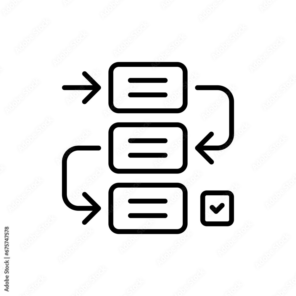 Workflow product development icon with black outline style. workflow, management, business, process, system, organization, innovation. Vector Illustration Workflow product development icon with black outline style. workflow, management, business, process, system, organization, innovation. Vector Illustration