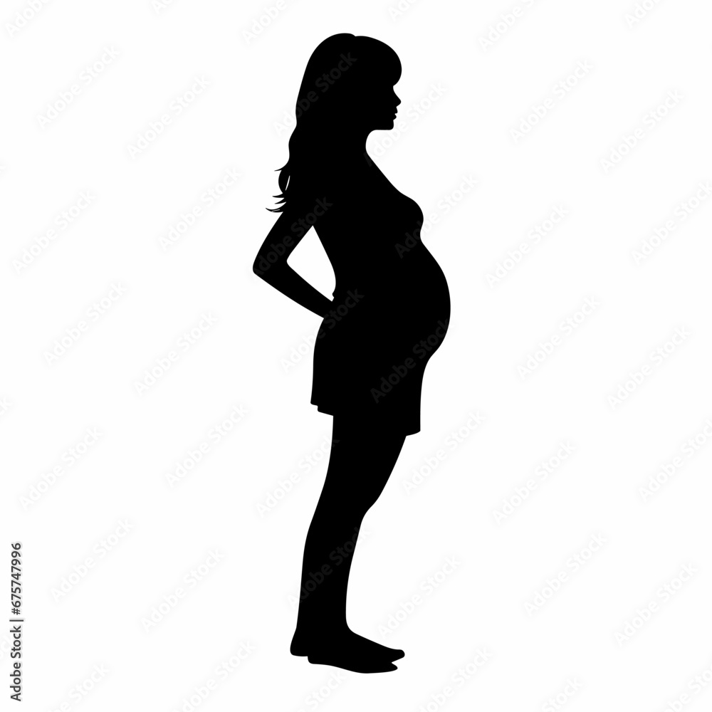Pregnant woman black icon on white background. Pregnant woman silhouette