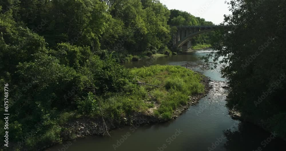 Scenery Of Lush Forest And River In Oronoco, Minnesota, USA - drone shot Scenery Of Lush Forest And River In Oronoco, Minnesota, USA - drone shot